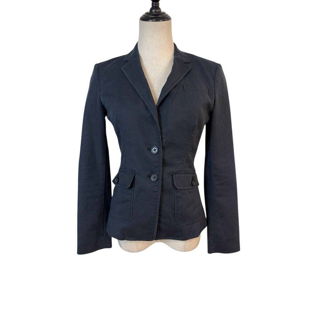 Banana Republic Black‎ blazer Sz 4 Tailored Stretch Fitted Minimalist Career